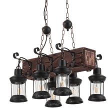Debra Pine Wood 6-Light Pendant Light